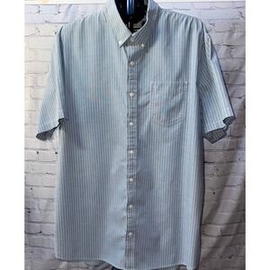 LL Bean Mens Chambray Striped Short Sleeve Button Shirt Traditional Fit XXL Tall